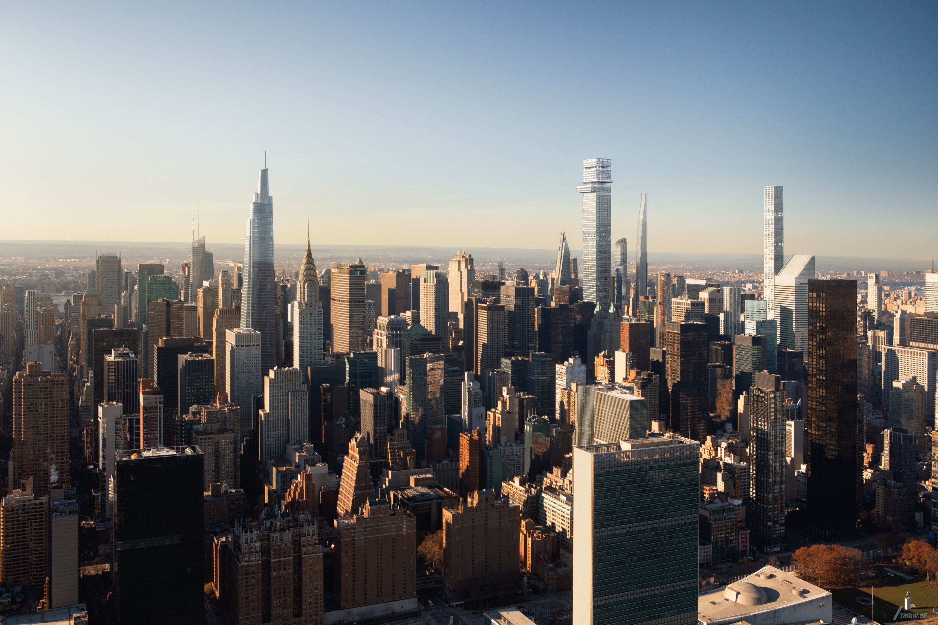 Architectural visualization of Tower 5th for Gensler, aerial of new york in daylight
