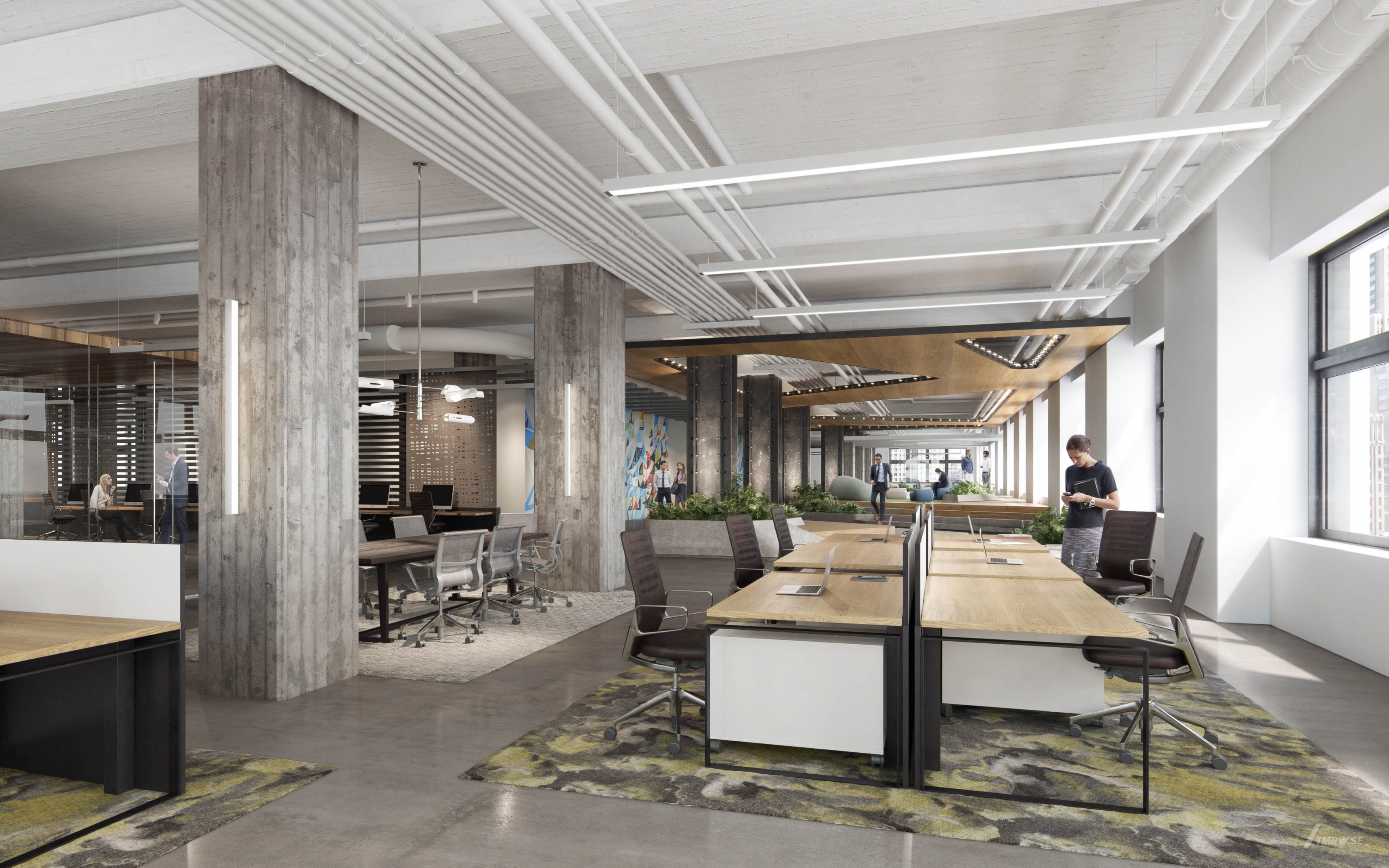 Architectural visualization of 5 Penn Plaza for Gensler, a office in day light from an interior view.